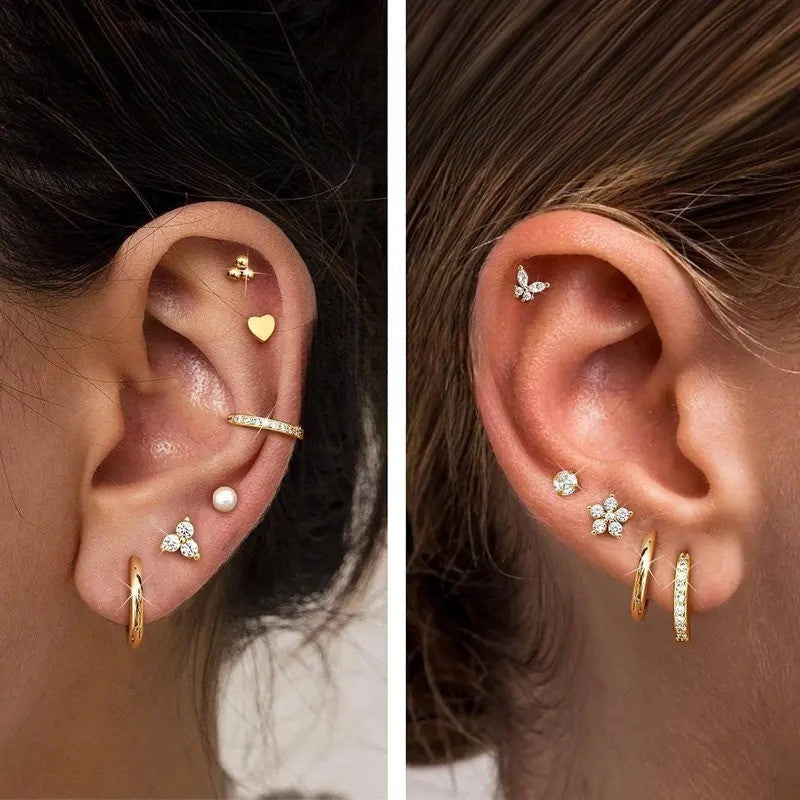 24pc Dainty Mixed Motif Flat Back Earring Set