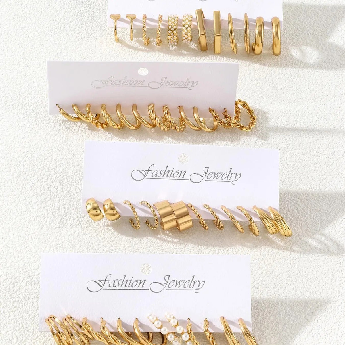 24pc Classy Geometric & Pearl Hoop Earring Set