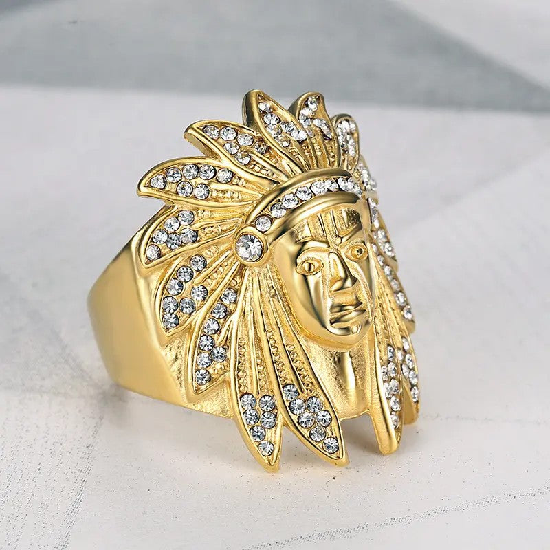 Boho Iced Out Chief Head Ring