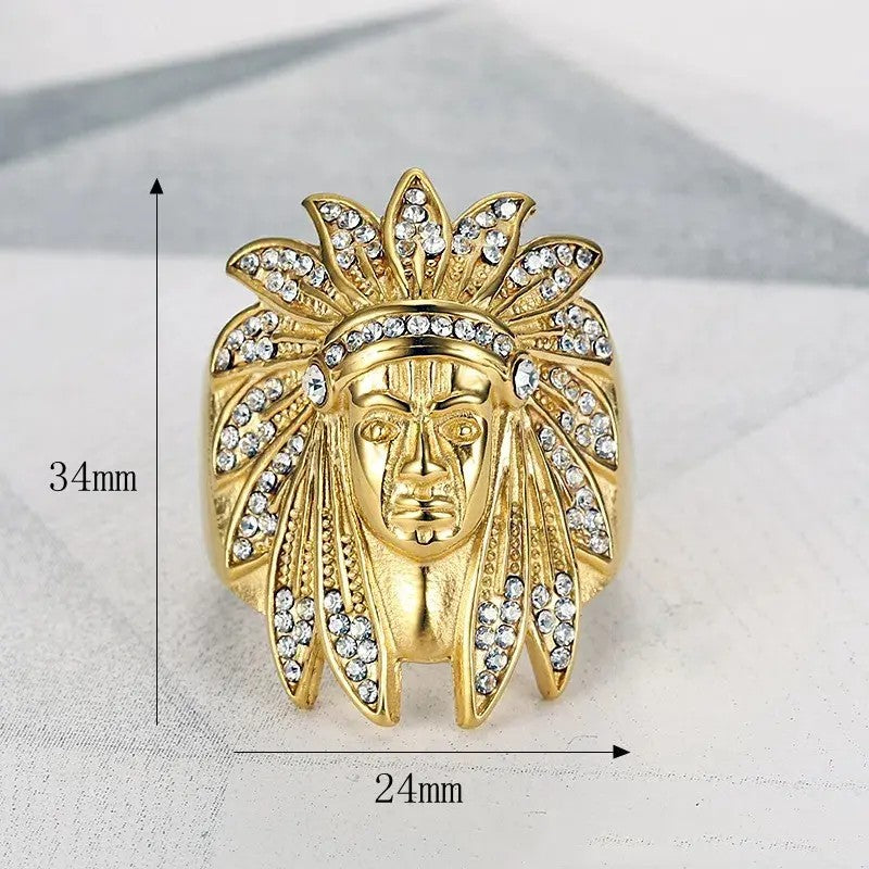 Boho Iced Out Chief Head Ring