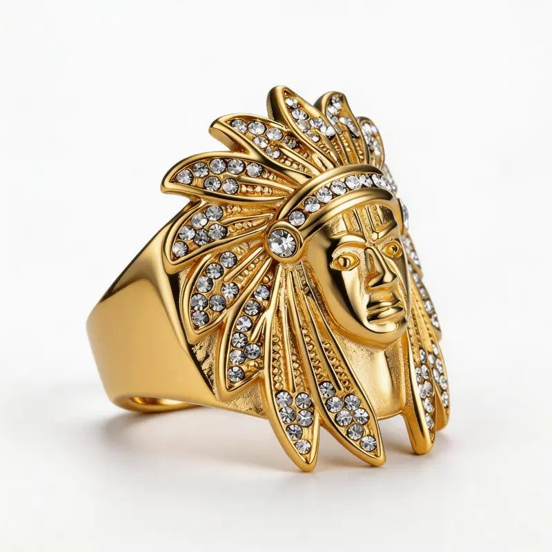 Boho Iced Out Chief Head Ring