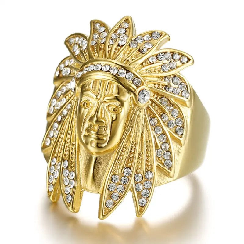 Boho Iced Out Chief Head Ring