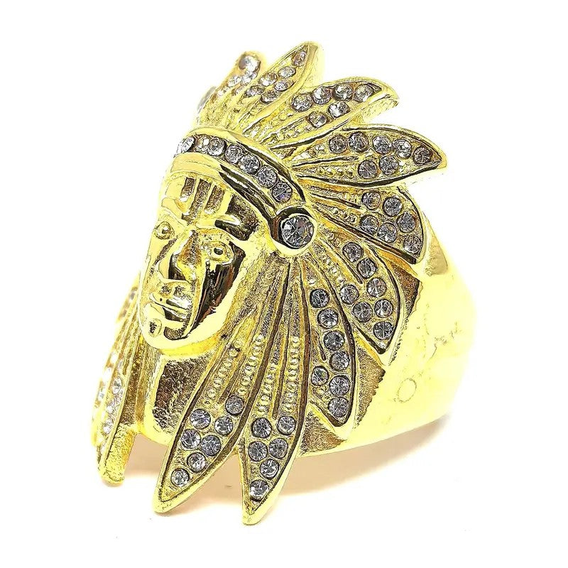 Boho Iced Out Chief Head Ring