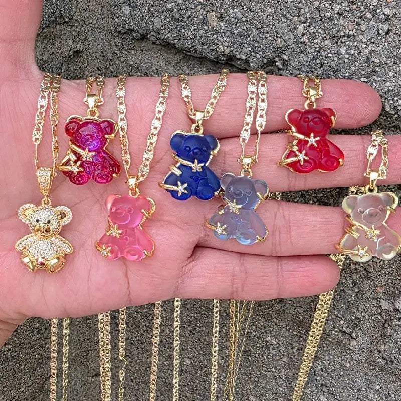 Dainty Translucent Bear Necklace