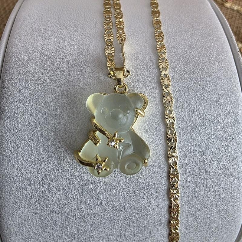 Dainty Translucent Bear Necklace