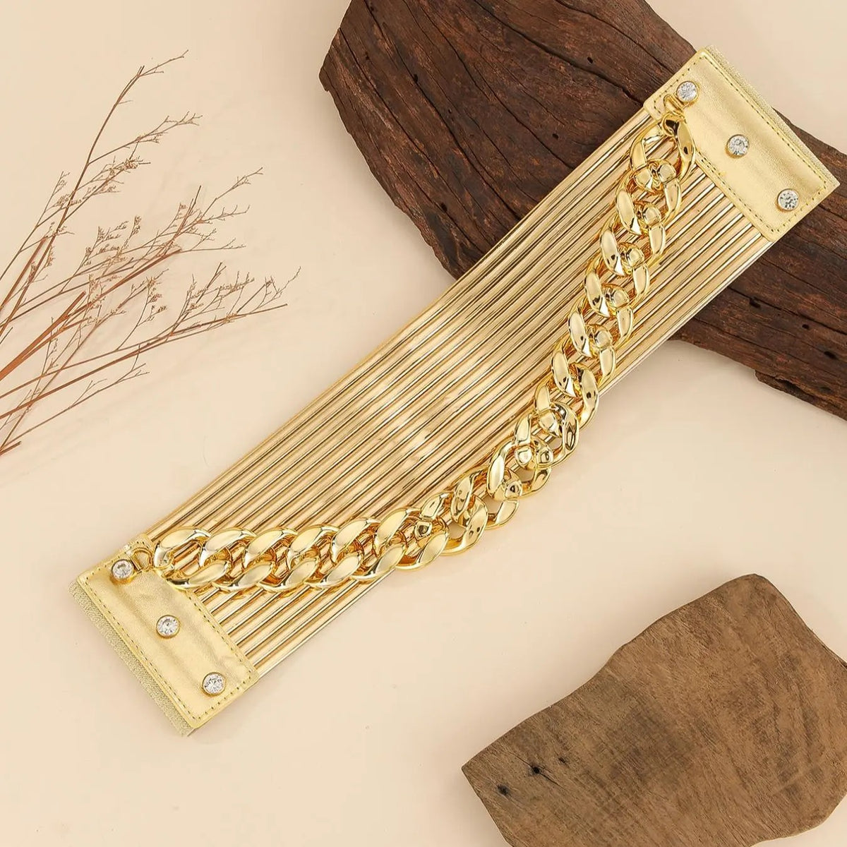 Classy Chain Detail Wide Belt