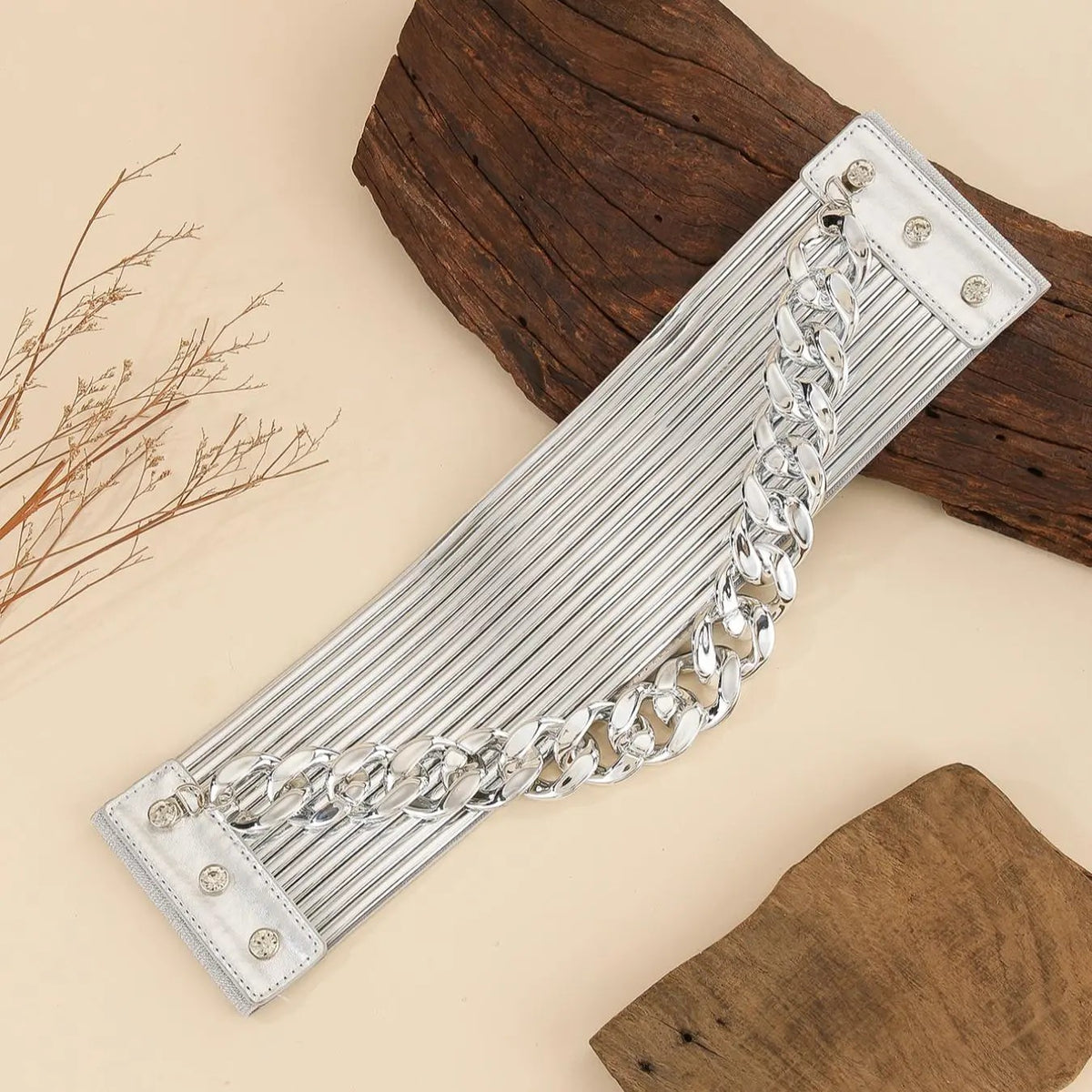 Classy Chain Detail Wide Belt