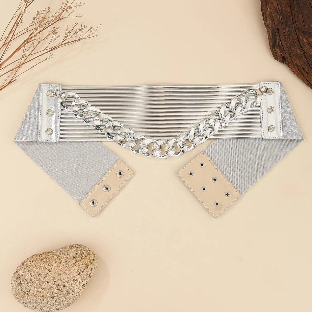 Classy Chain Detail Wide Belt