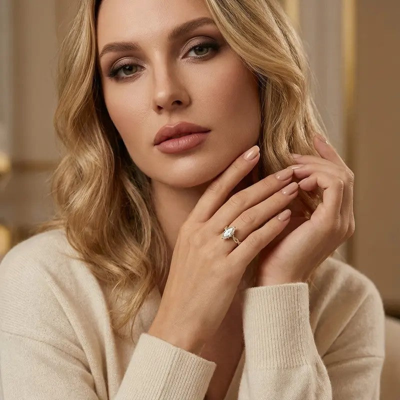 S925 Elegant Marquise Twist Ring