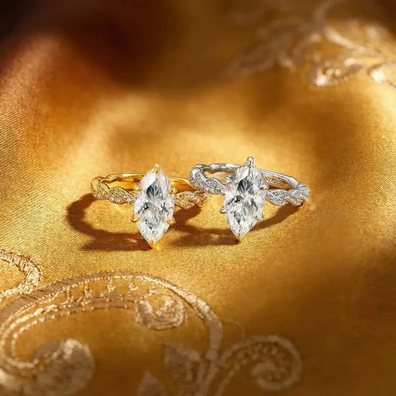 S925 Elegant Marquise Twist Ring