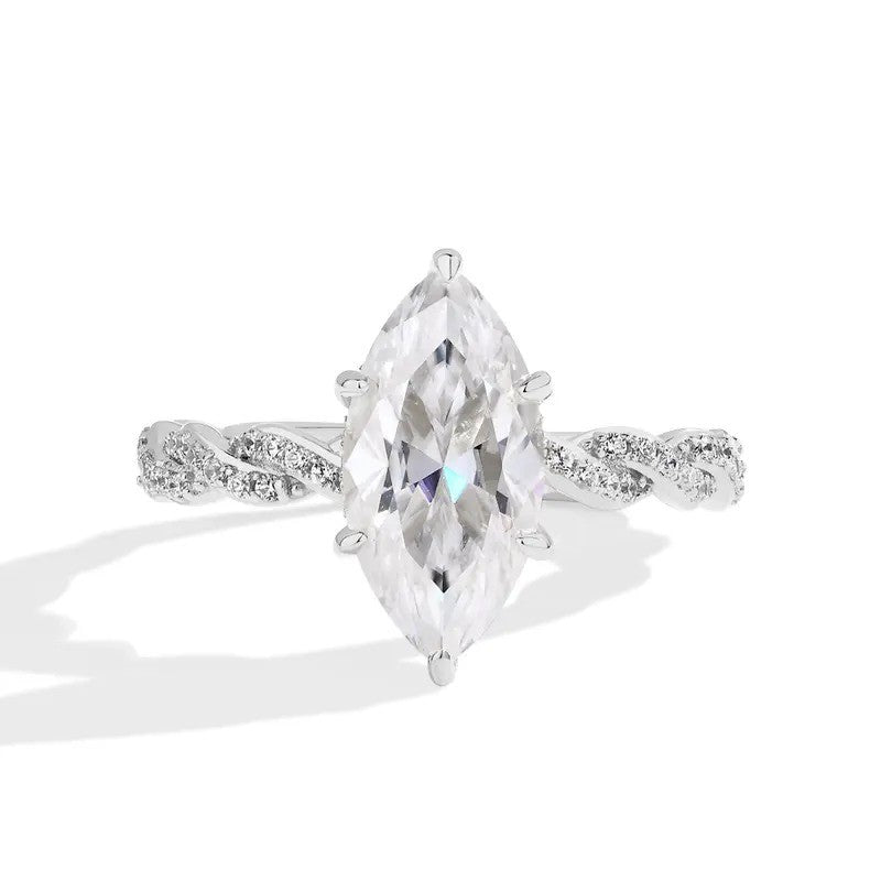 S925 Elegant Marquise Twist Ring