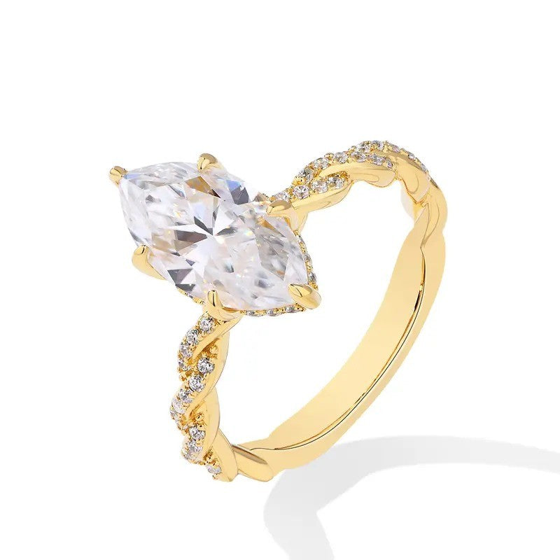 S925 Elegant Marquise Twist Ring