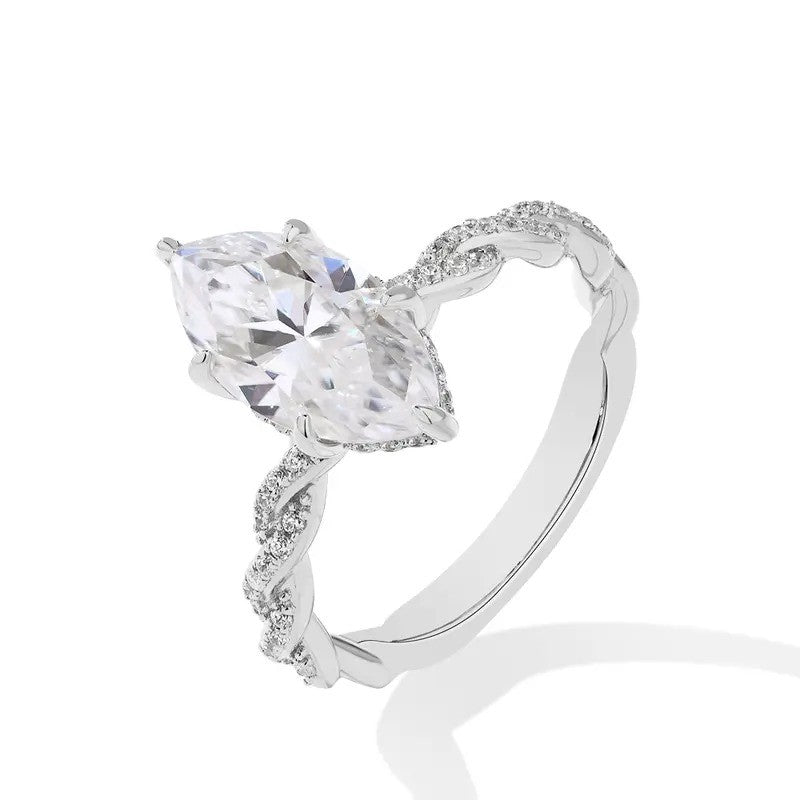 S925 Elegant Marquise Twist Ring