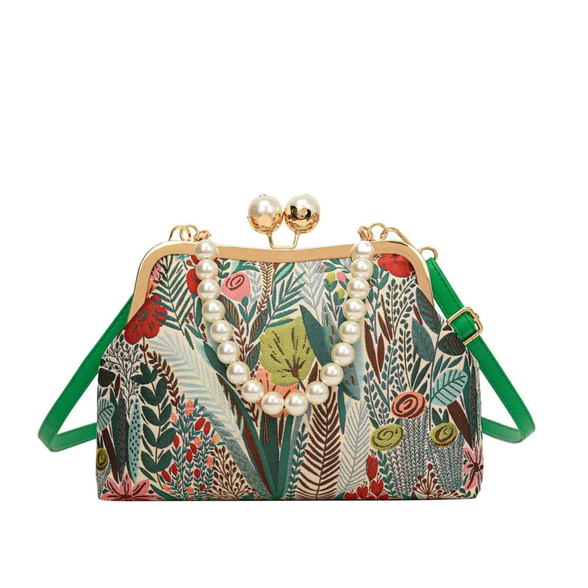 Elegant Botanical Pearl Crossbody Bag