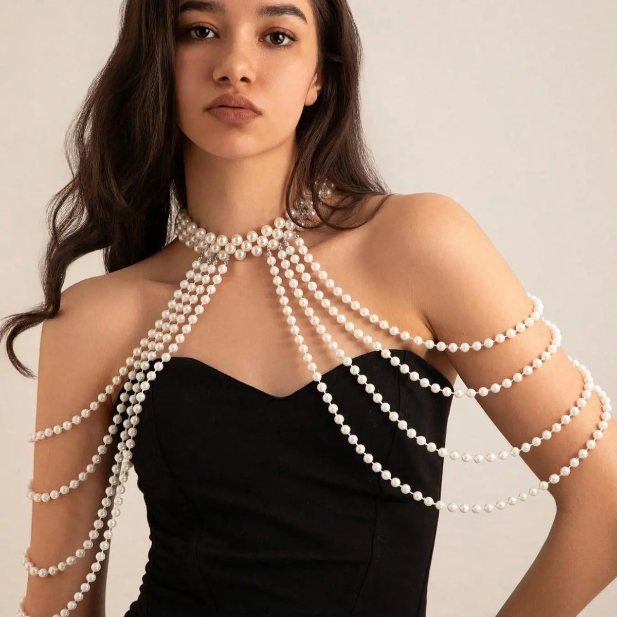 Elegant Faux Pearl Body Chain