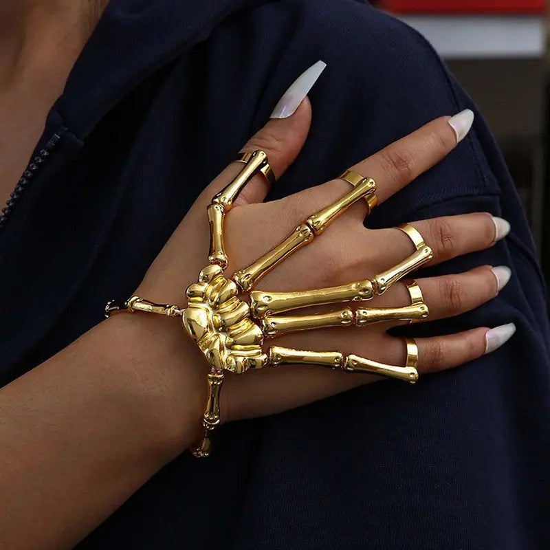 Gothic Skeleton Hand Ring Set