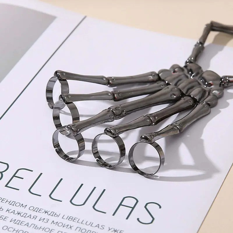 Gothic Skeleton Hand Ring Set