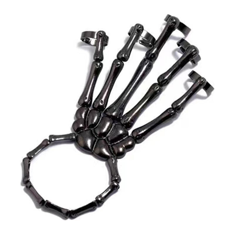Gothic Skeleton Hand Ring Set