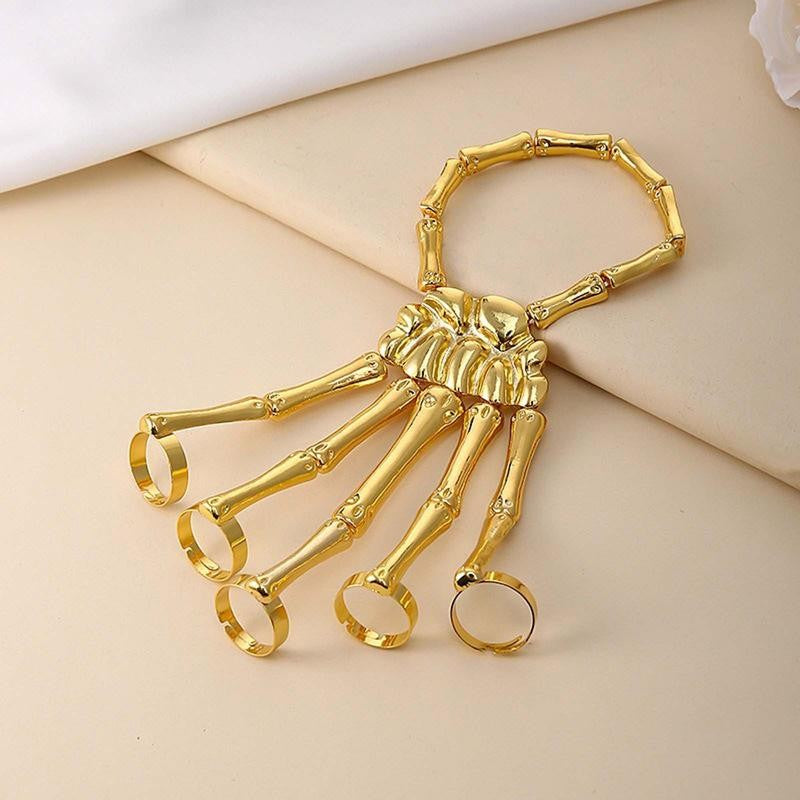 Gothic Skeleton Hand Ring Set