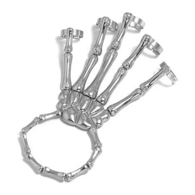 Gothic Skeleton Hand Ring Set