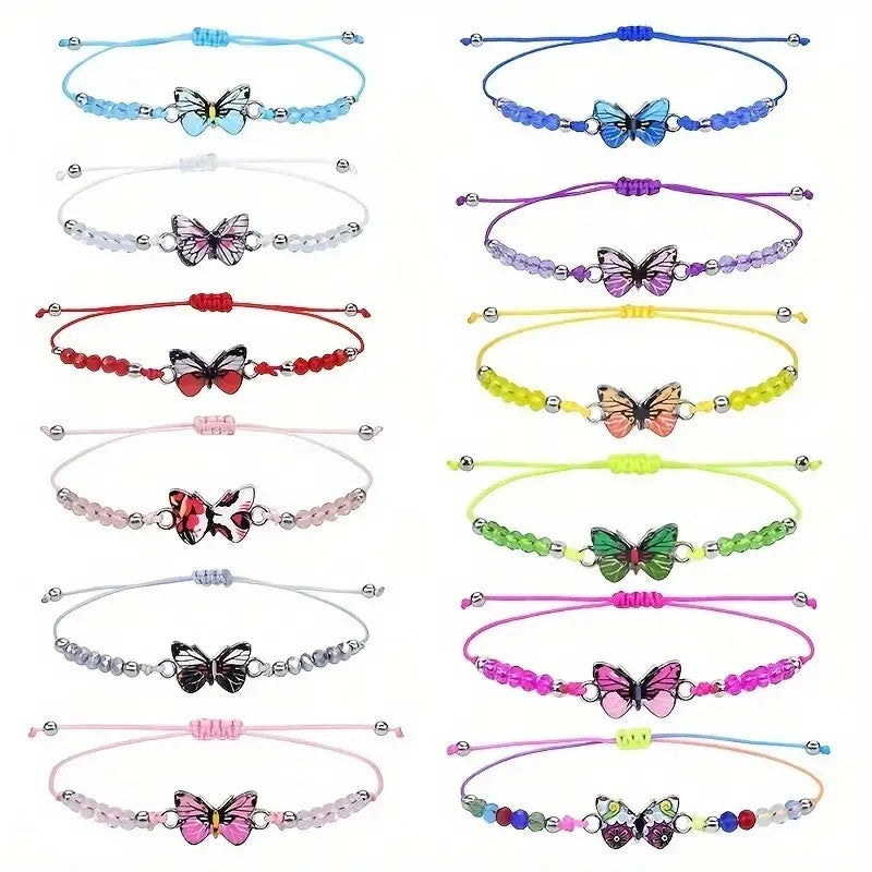 24pc Boho Butterfly Beaded Necklace & Bracelet Set