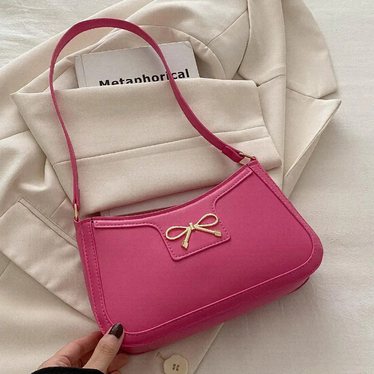 Classy Bow Accent Shoulder Bag