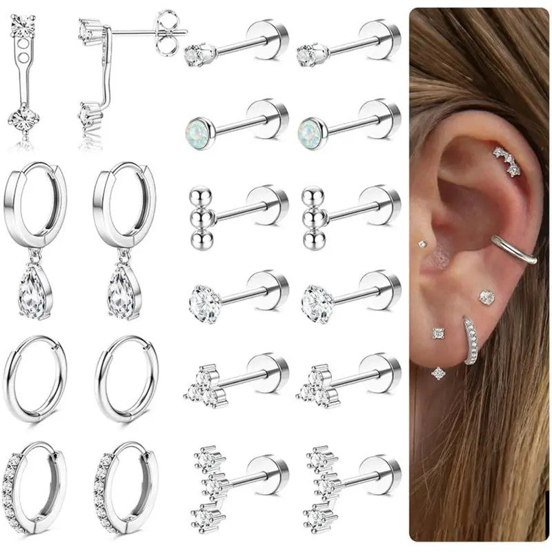 20pc 14k Dainty Flat Back Earring Set