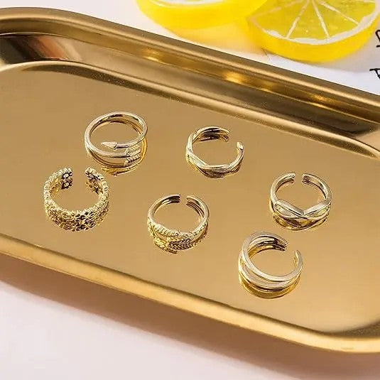 12pc Dainty Mixed Motif Adjustable Ring Set