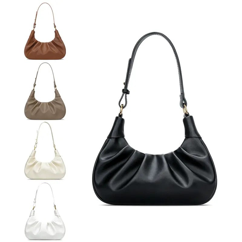 Chic Ruched Crescent Shoulder Bag