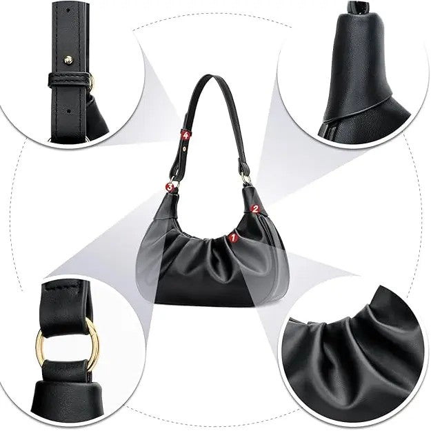 Chic Ruched Crescent Shoulder Bag