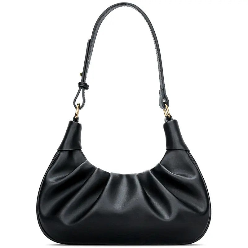 Chic Ruched Crescent Shoulder Bag