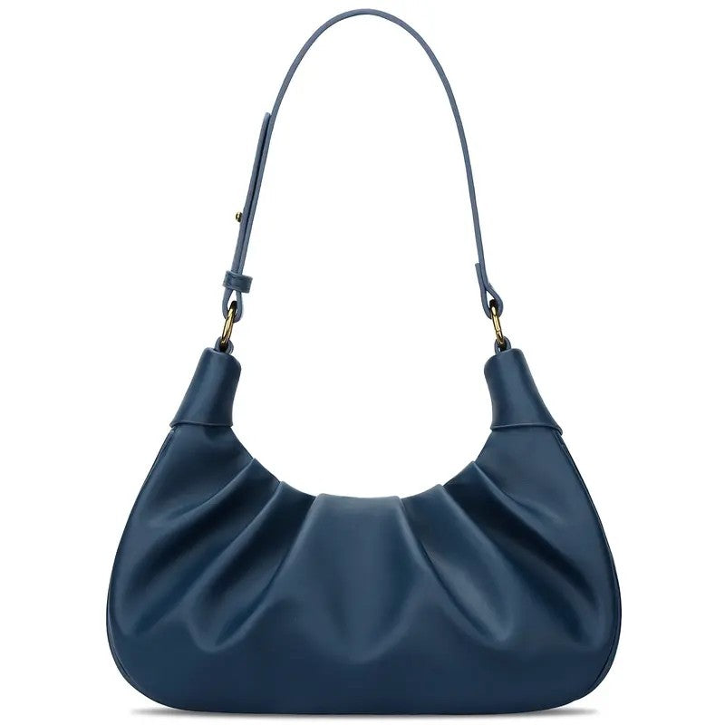 Chic Ruched Crescent Shoulder Bag