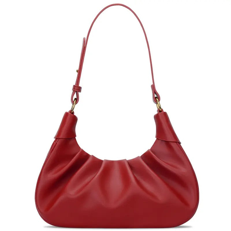 Chic Ruched Crescent Shoulder Bag