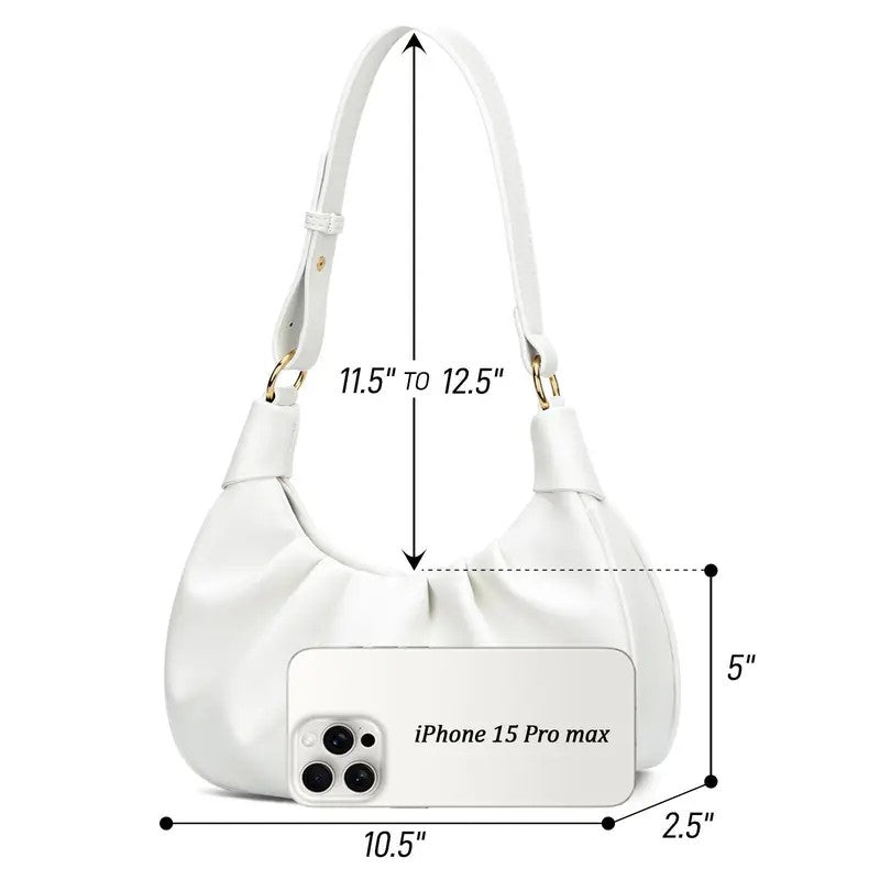 Chic Ruched Crescent Shoulder Bag