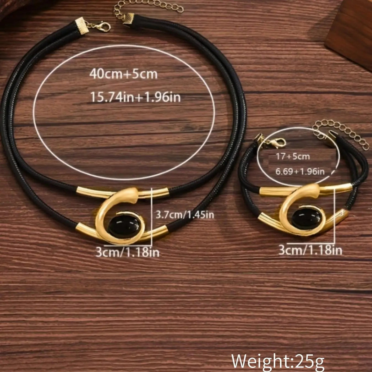 2pc Classy Geometric Black Stone Set