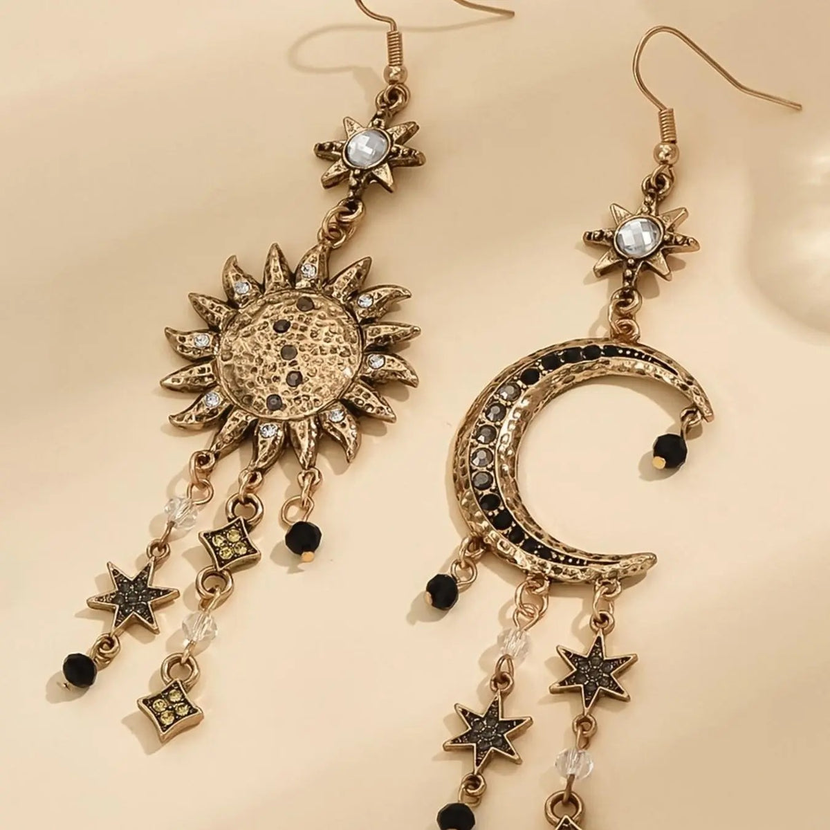 Boho Celestial Sun Moon Dangle Earrings