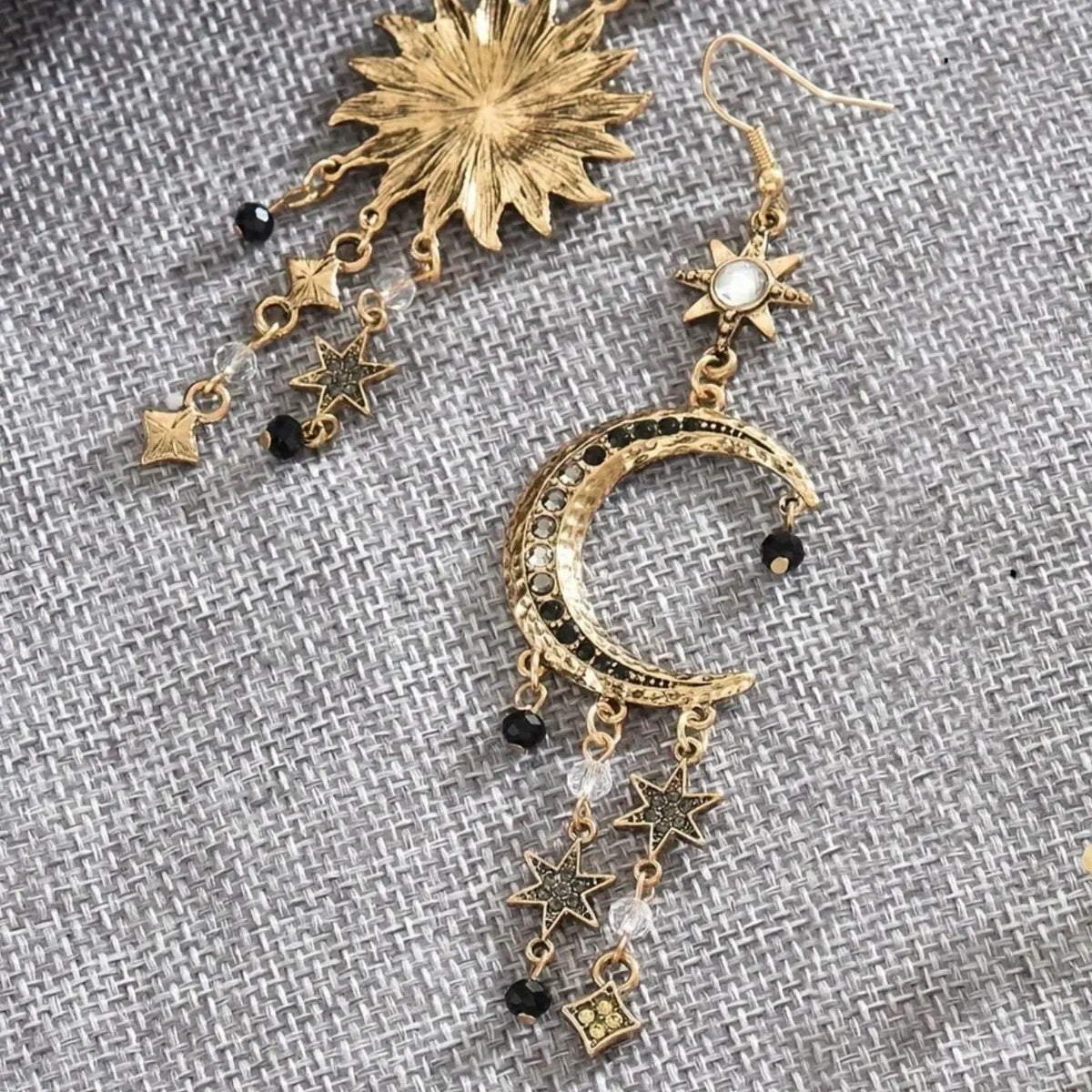 Boho Celestial Sun Moon Dangle Earrings