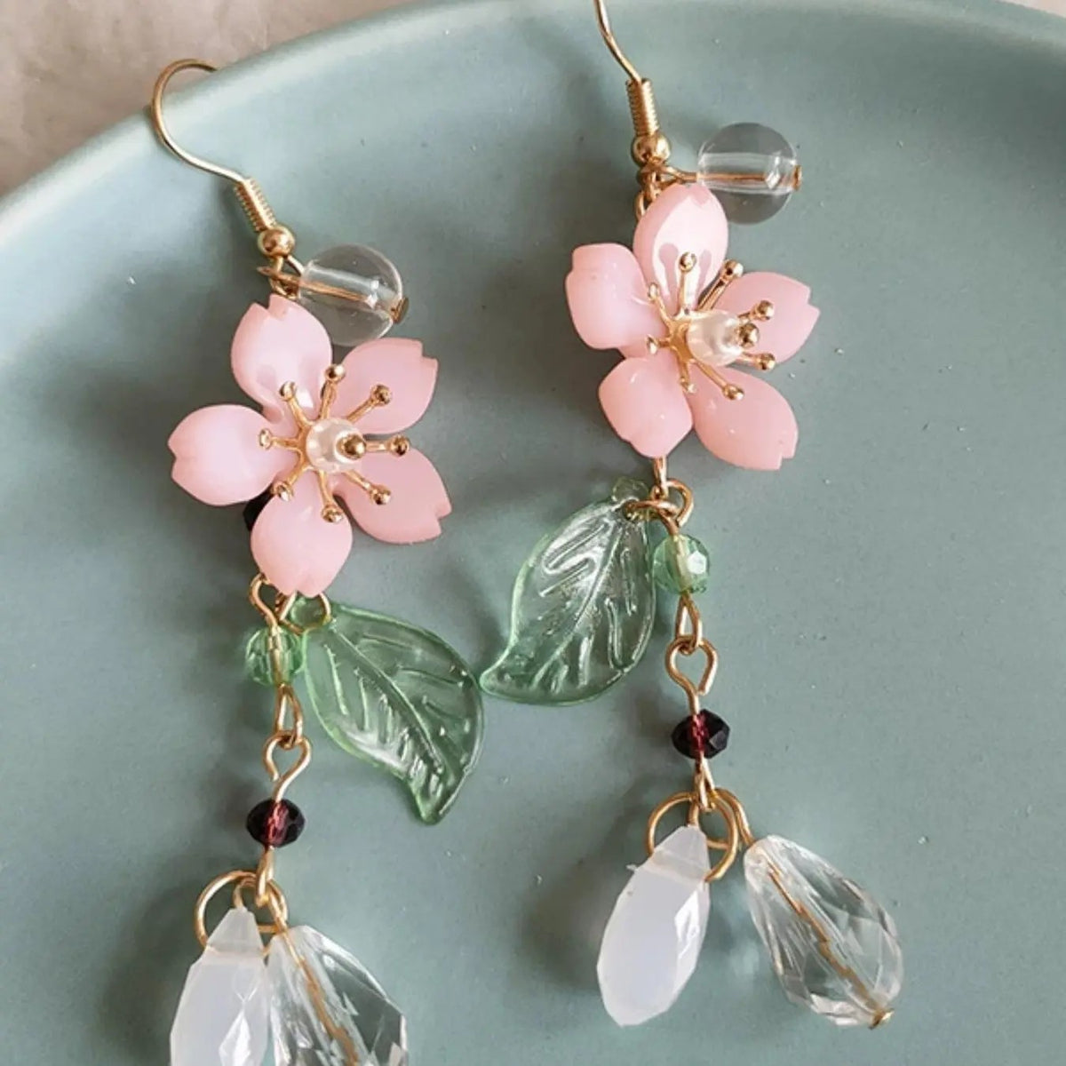Romantic Floral Faux Pearl Dangle Earrings