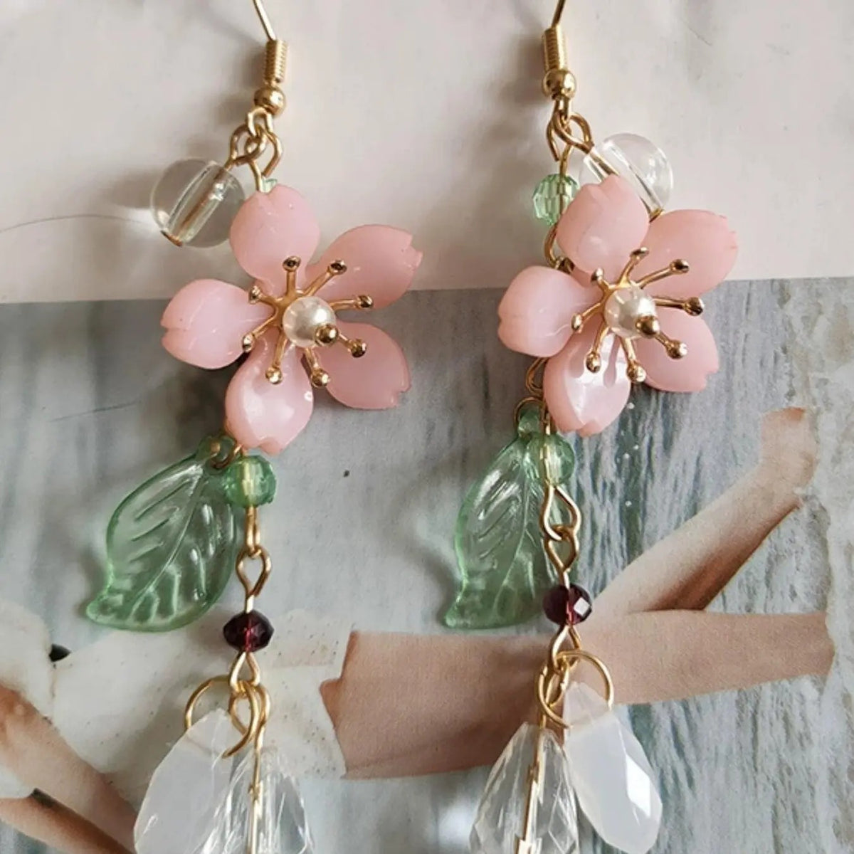 Romantic Floral Faux Pearl Dangle Earrings