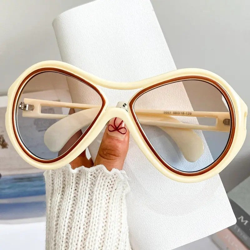 Classy Retro Two-Tone Oval Sunglasses