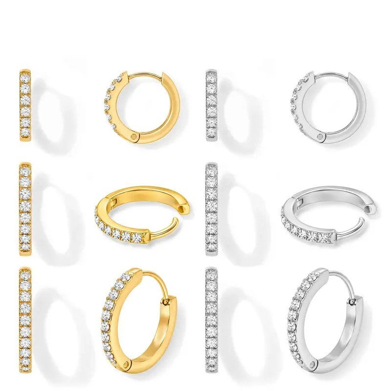 18k Dainty Zircon Hoop Earrings