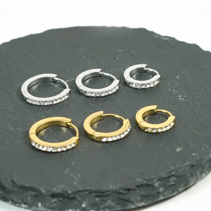 18k Dainty Zircon Hoop Earrings