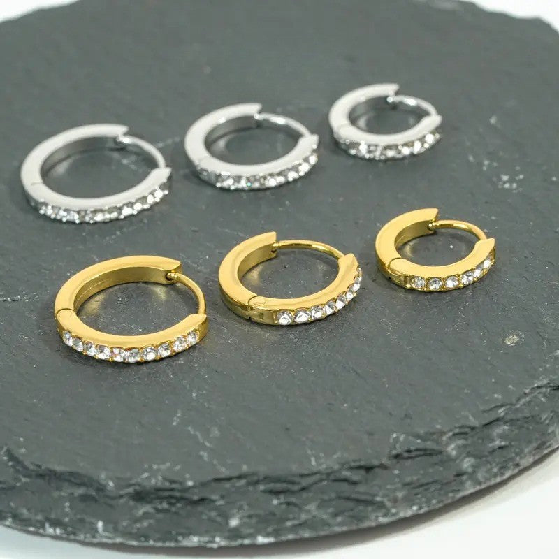 18k Dainty Zircon Hoop Earrings
