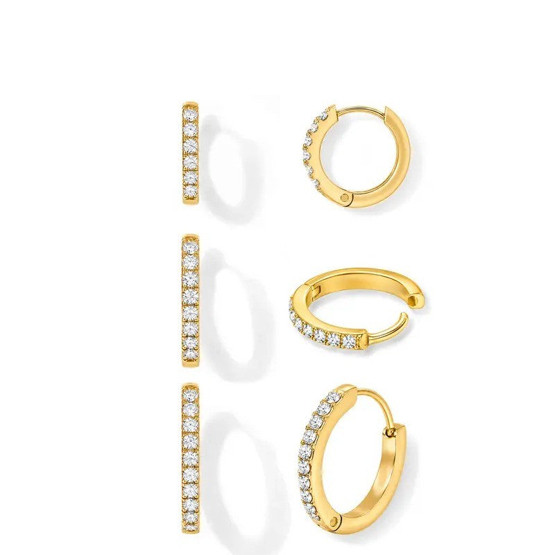 18k Dainty Zircon Hoop Earrings