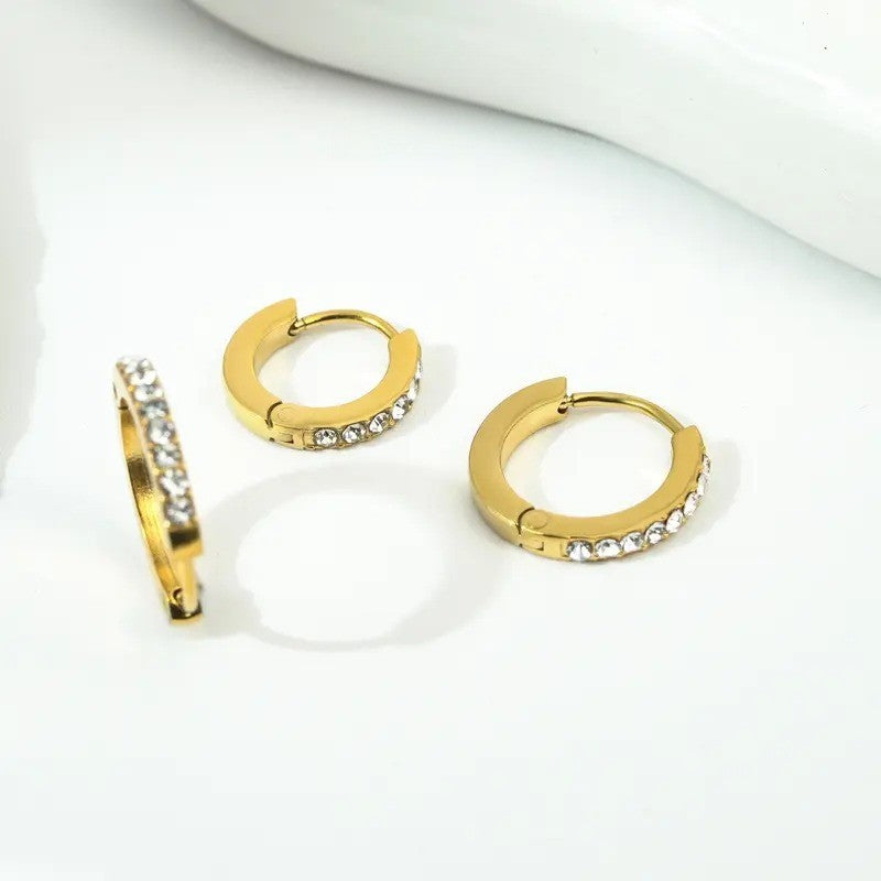 18k Dainty Zircon Hoop Earrings
