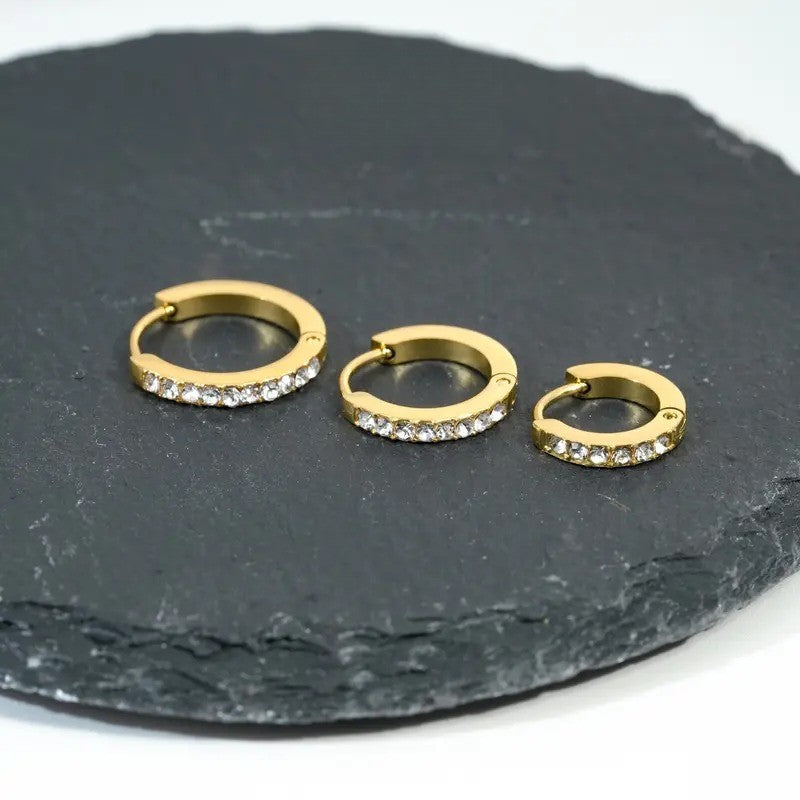 18k Dainty Zircon Hoop Earrings