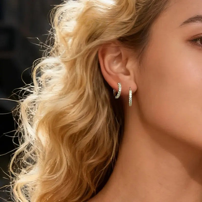 18k Dainty Zircon Hoop Earrings