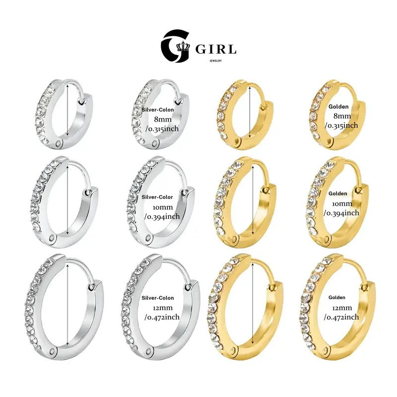 18k Dainty Zircon Hoop Earrings
