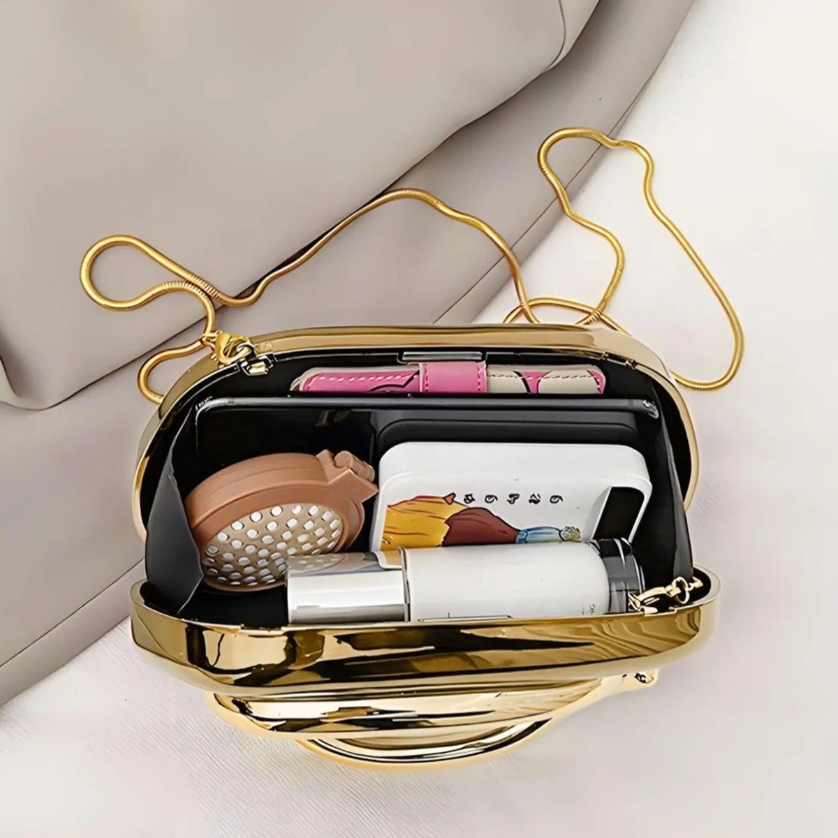 Elegant Metallic Oval Clutch