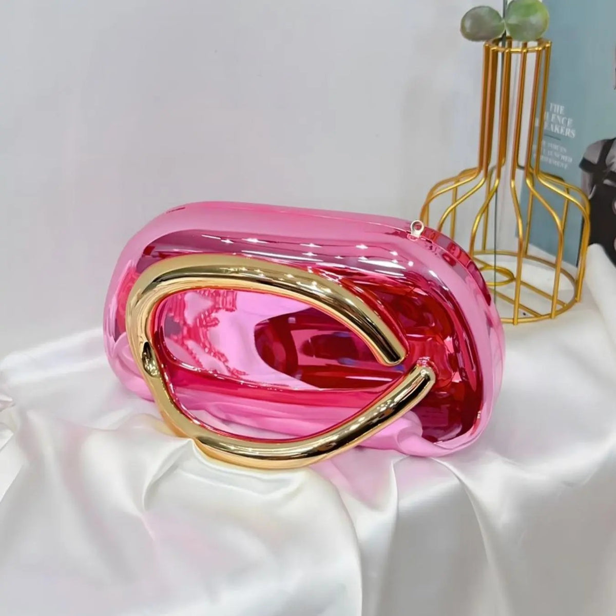 Elegant Metallic Oval Clutch